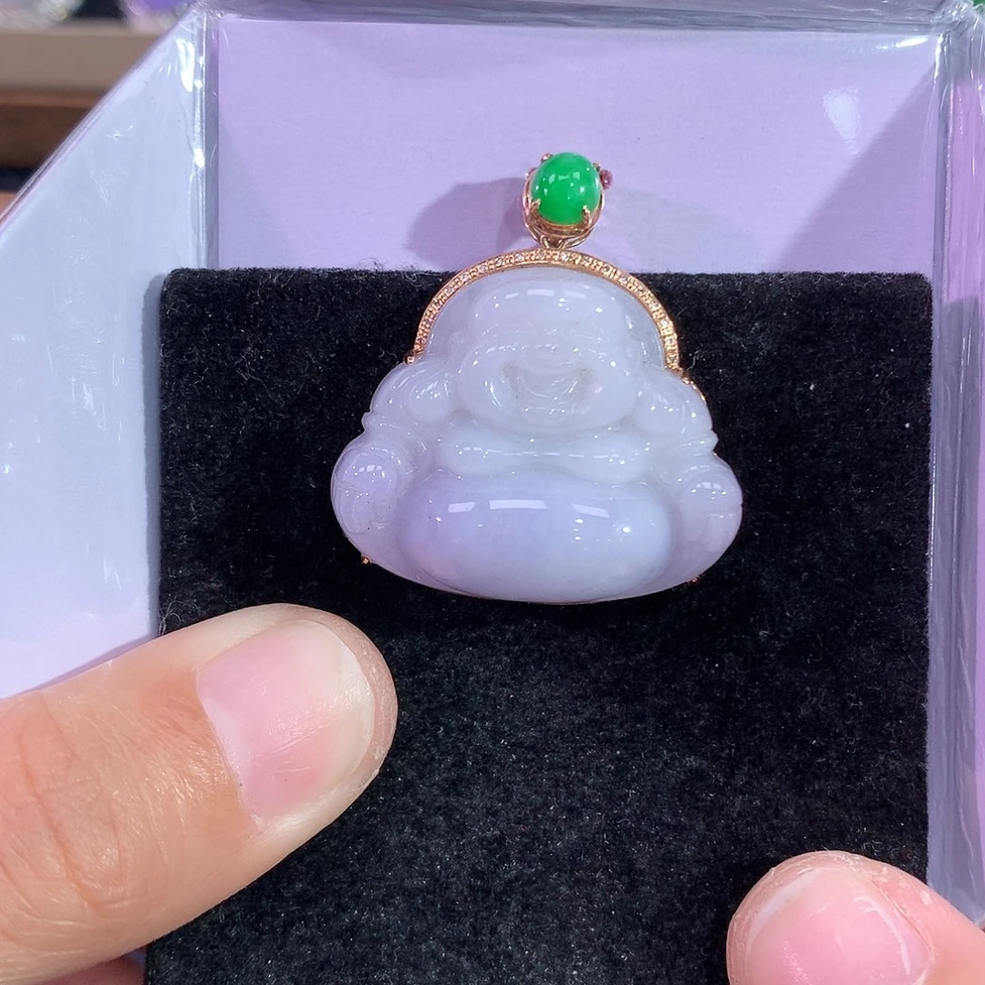 翡翠吊坠(赠链)18K金镶嵌