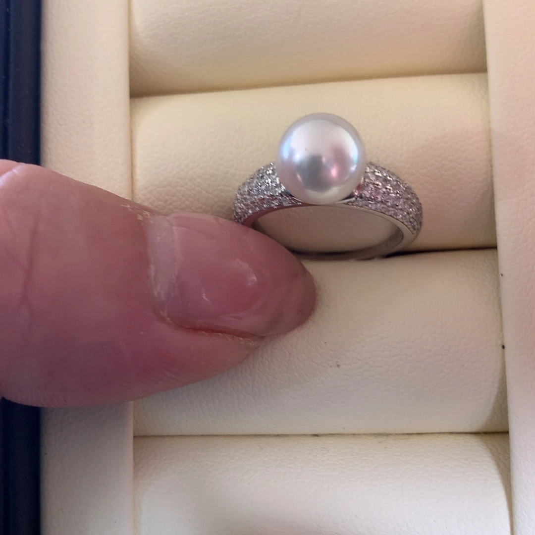 银S925镶嵌海水珍珠戒指