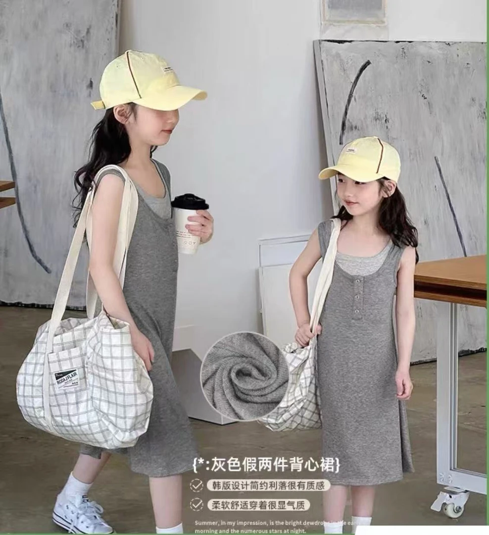 女童连衣裙韩版夏季背心裙假两件