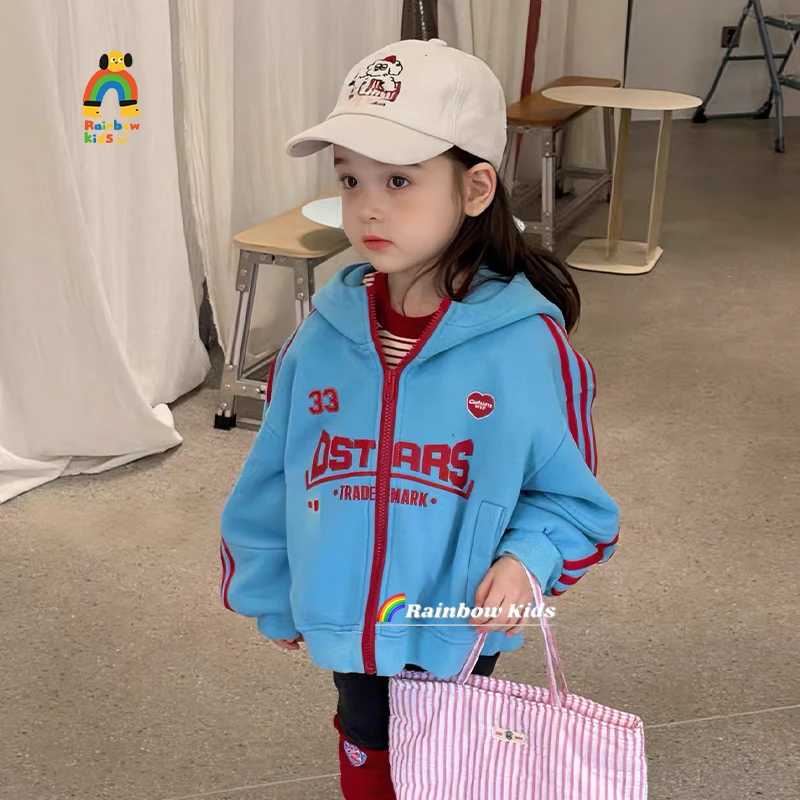 【彩虹家】2025深秋冬女童连帽小耳朵卫衣外套装-98164