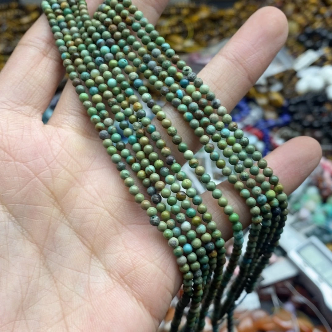 玛瑙/玉髓未镶嵌珠宝半成品一条天然3mm湖北松石圆珠