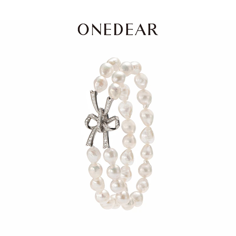 925银手链 双十一ONEDEAR女士轻奢925银双层串珠巴洛克珍珠手链