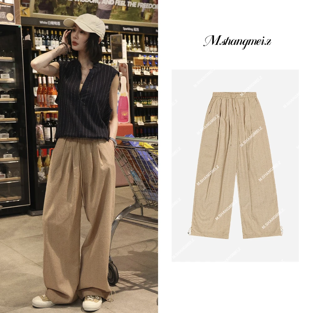 M.SHANGMEI.Z/沐熙【麻棉色织】美大哥日系垂感竖纹休闲裤X059236