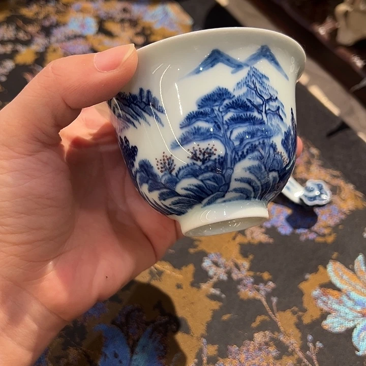 微瑕不和缝山水盖碗