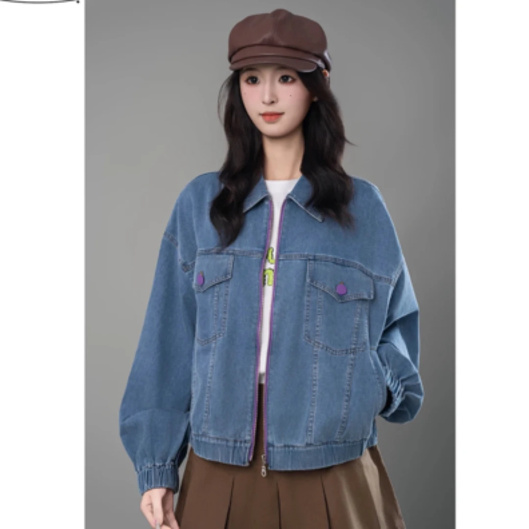 北京阿玛施540010早春新款丹宁风时尚减龄休闲短款牛仔外套上衣