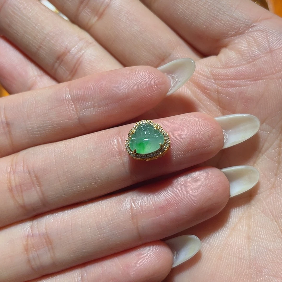 翡翠18K金镶嵌吊坠(不含链)