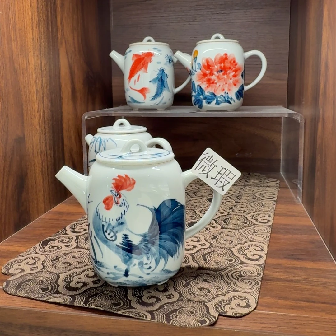 釉下手绘茶具微瑕