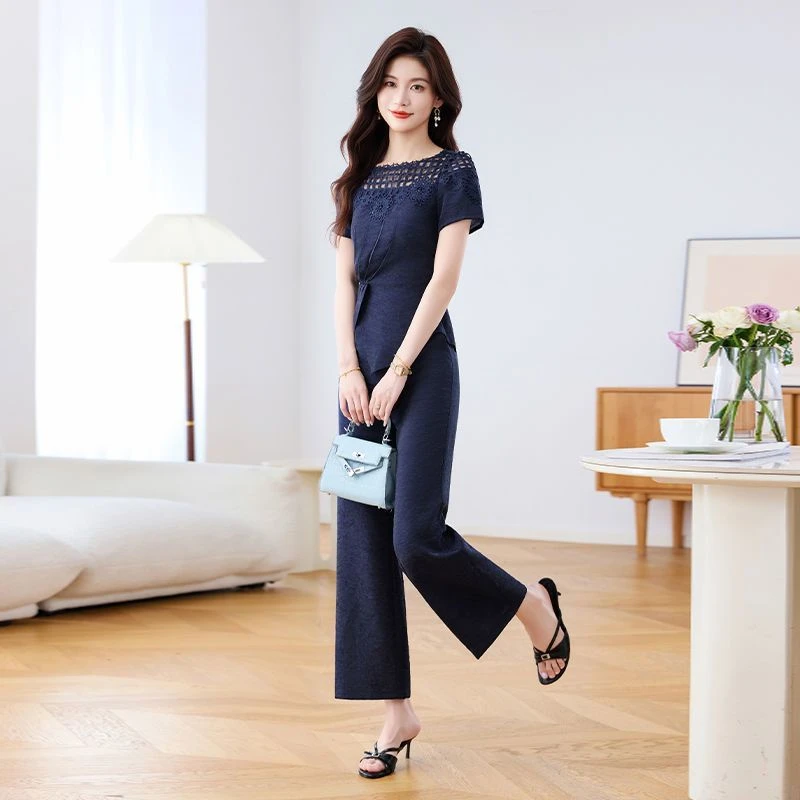 【上衣+裤子】夏季新款优雅气质时尚收腰显瘦套裤-26462-q