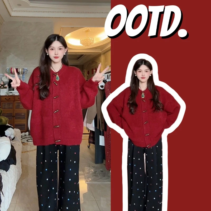 毛衣秋冬洋气时尚加厚保暖宽松显瘦大码洋气百搭毛织开衫上衣