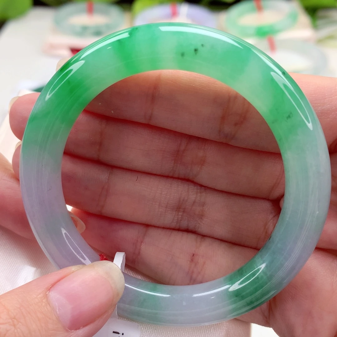 未镶嵌手镯（圆镯）翡翠51.7辣绿 贵气大气 完美 喵喵