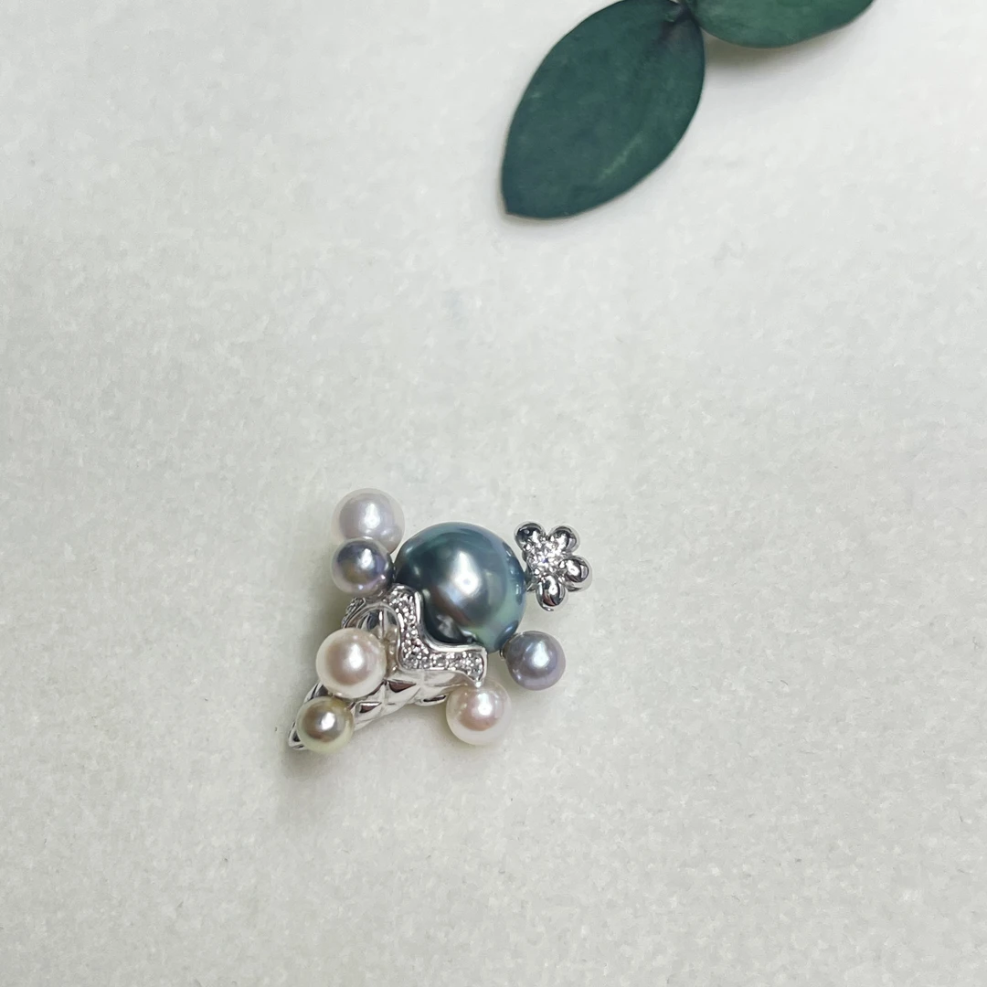 【六六中古】孤品18k海水珍珠冰淇淋吊坠th4834