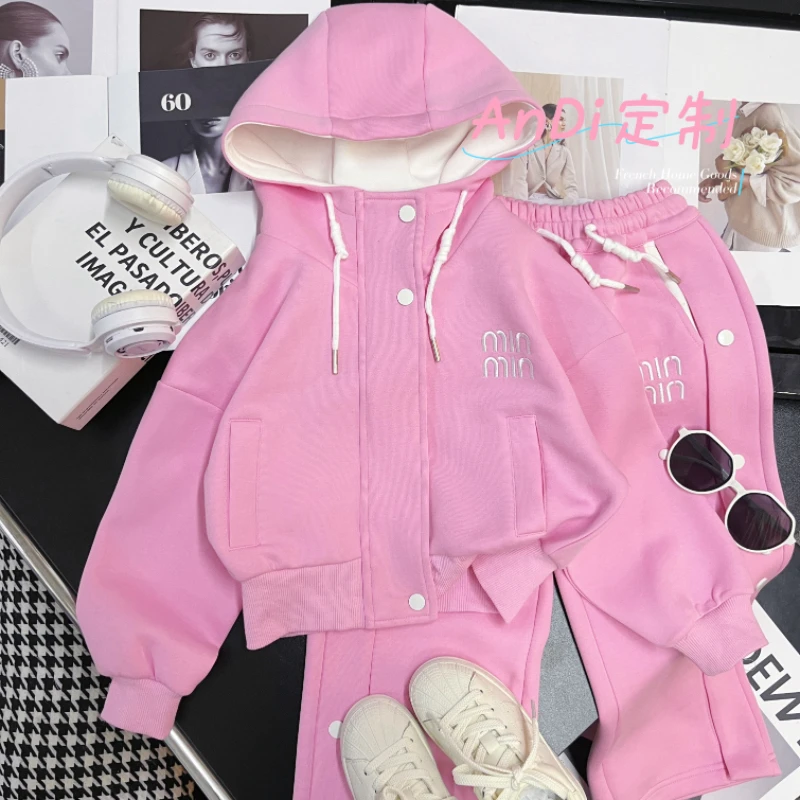 〖ANDI〗订制春季中大童新款韩版连帽休闲两件套套装3456