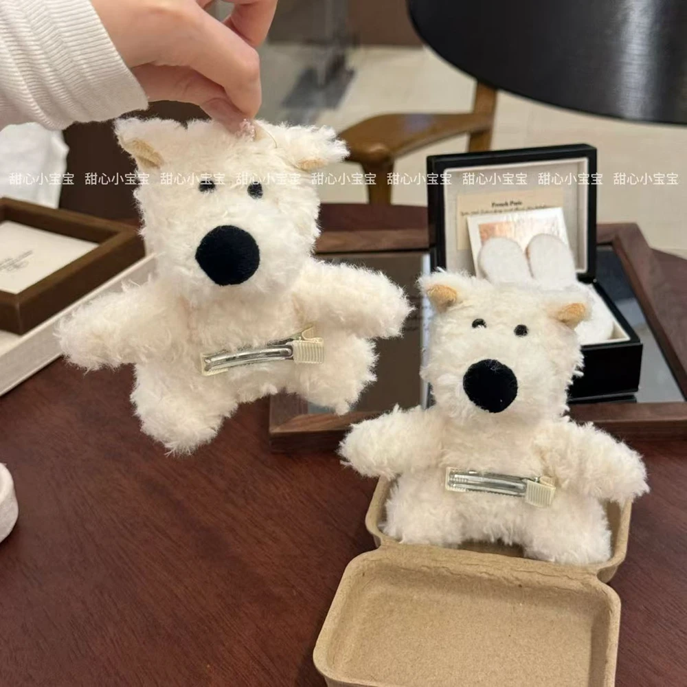 杨幂同款可爱西高地小狗毛绒玩偶发夹卡通侧边刘海鸭嘴夹头饰夹子