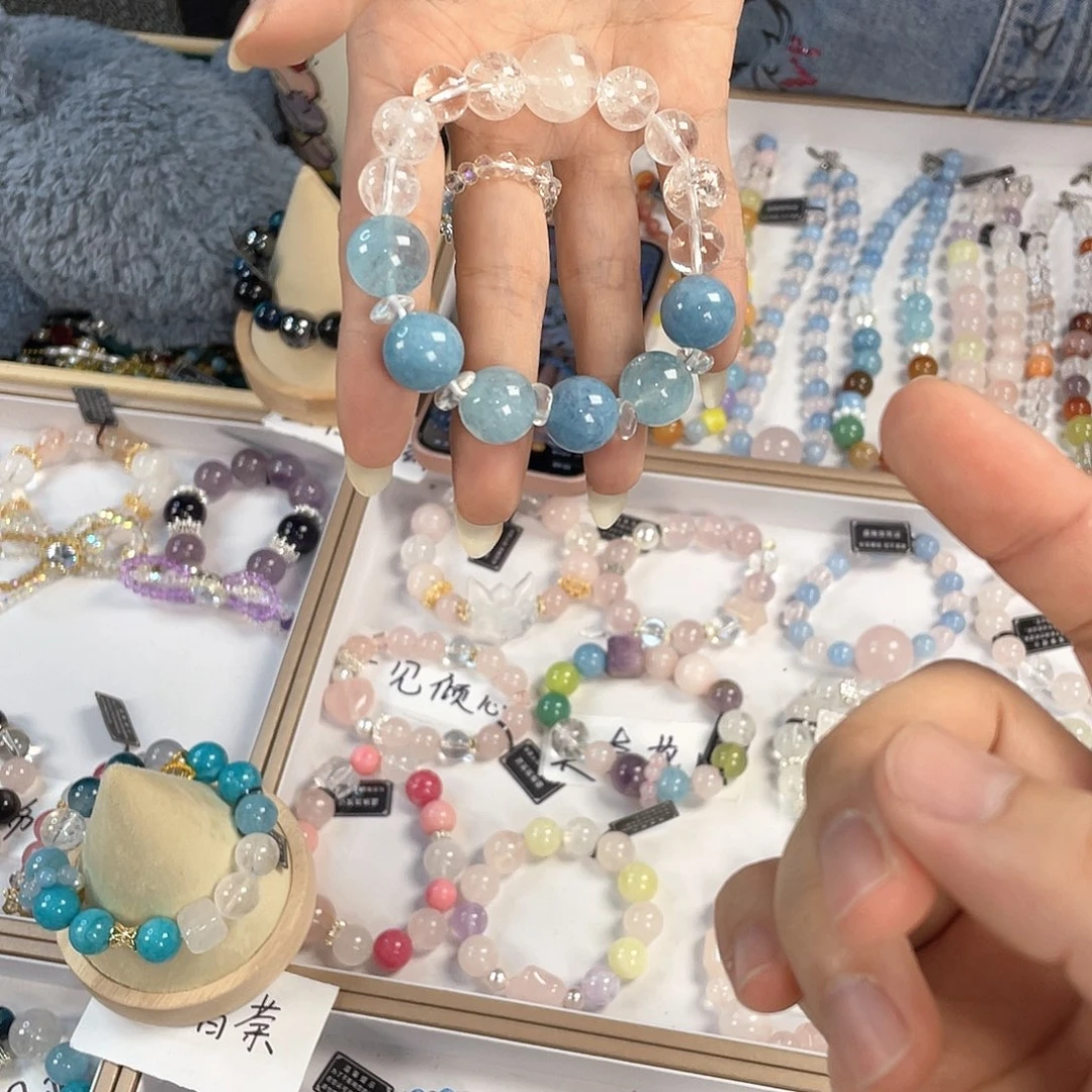 水晶手链银S925镀金镶嵌