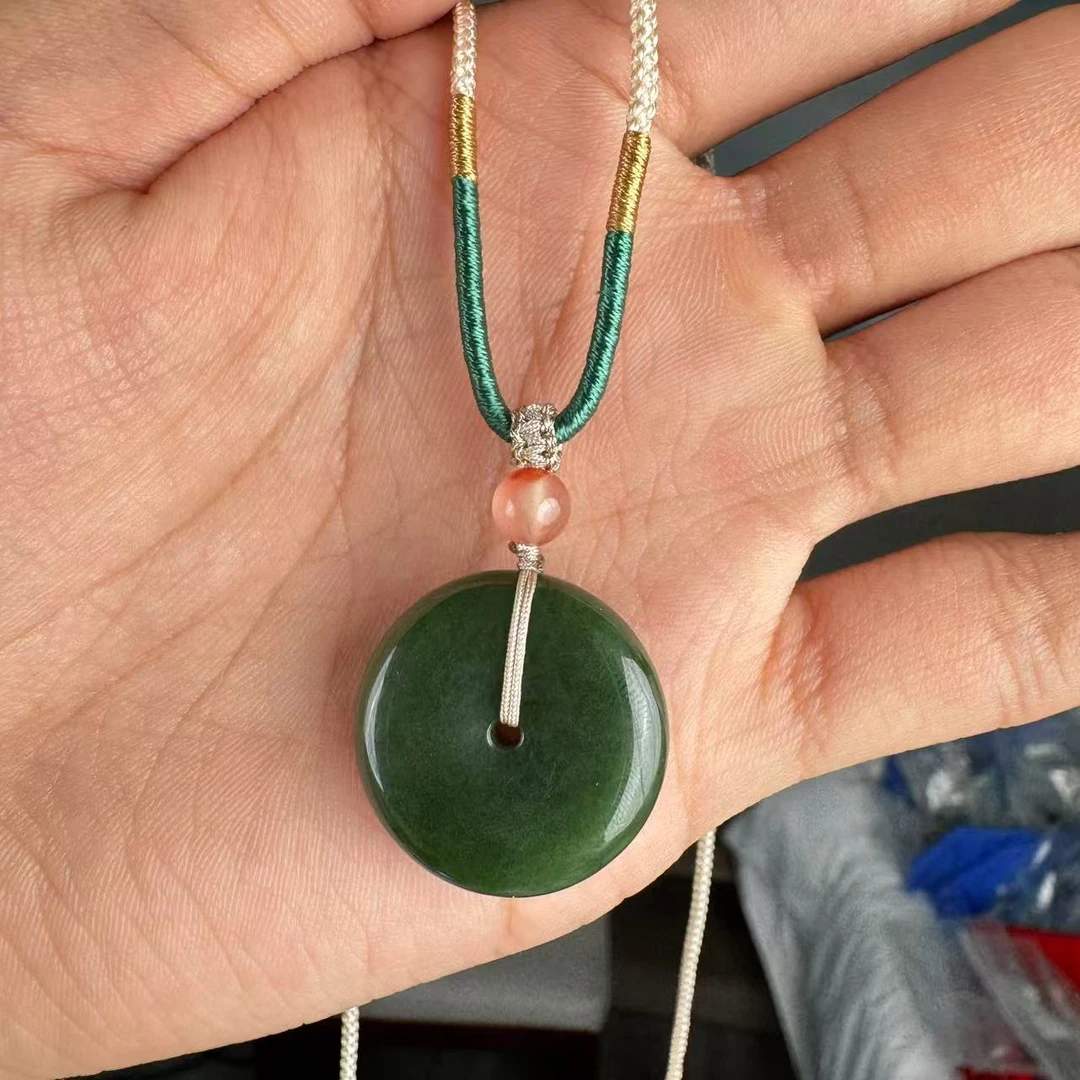 【德巧家】和田玉碧玉平安扣吊坠项链