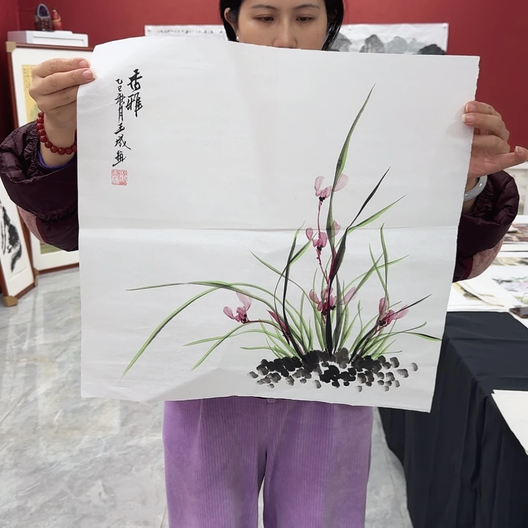 国画国画作品纯手工斗方