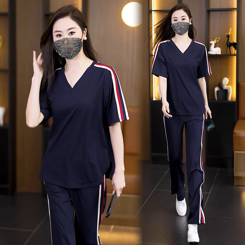 高端大气夏季休闲运动套装女宽松时尚显瘦洋气减龄百搭两件套