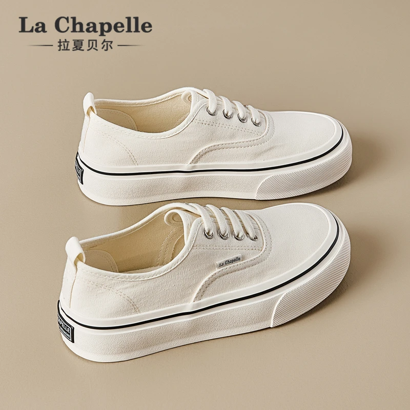 拉夏贝尔帆布鞋女2025秋冬新款爆款厚底增高运动小众百搭休闲板鞋