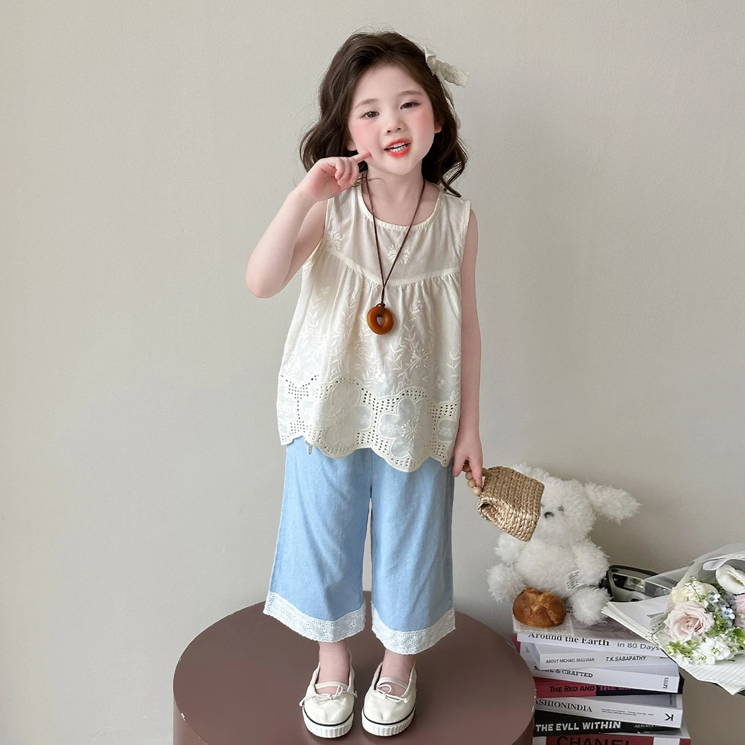 女童夏季套装2025新款洋气儿童衣服女宝宝夏装背心薄款裤子超好看