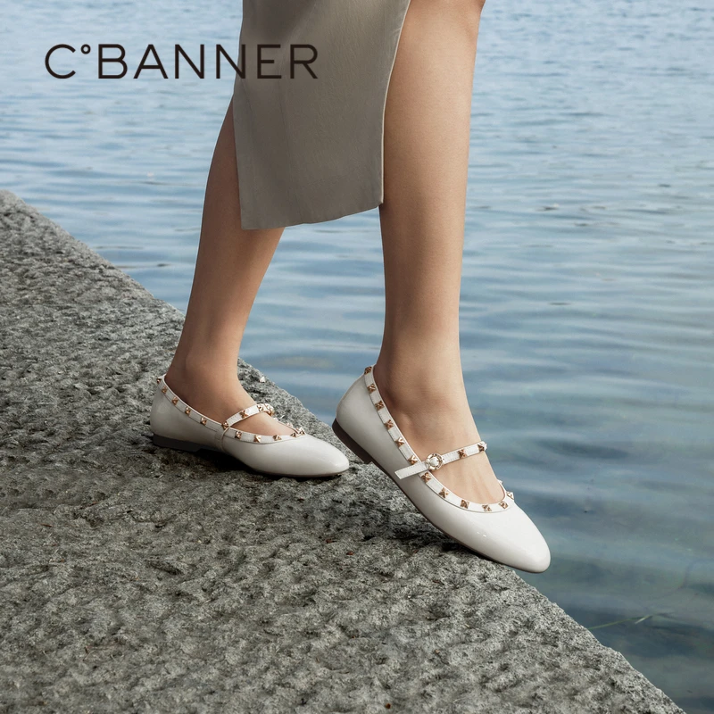 C.BANNER/千百度时尚真皮平底浅口百搭法式玛丽珍鞋A24179703