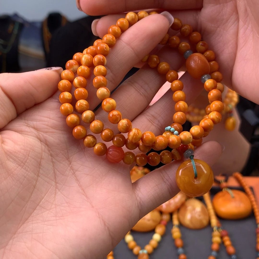 蜜蜡手串未镶嵌天然