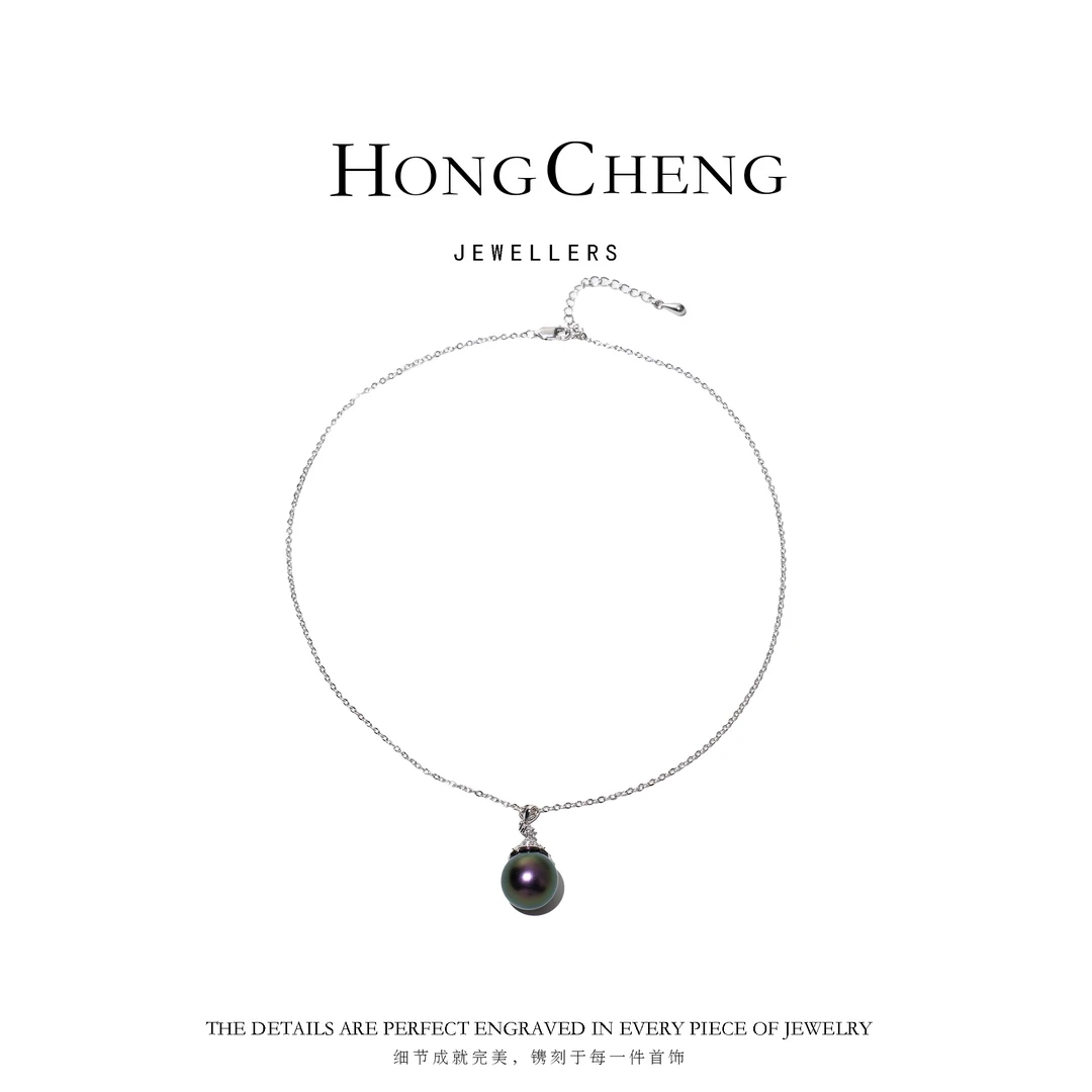 铜合金合成锆石项链 大点位经典黑珠项链NL4400-59