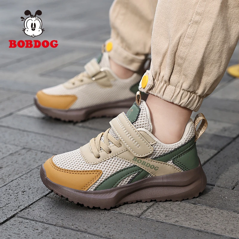 巴布豆男童鞋春秋款网面中大童透气跑步春季男孩鞋子儿童运动鞋潮