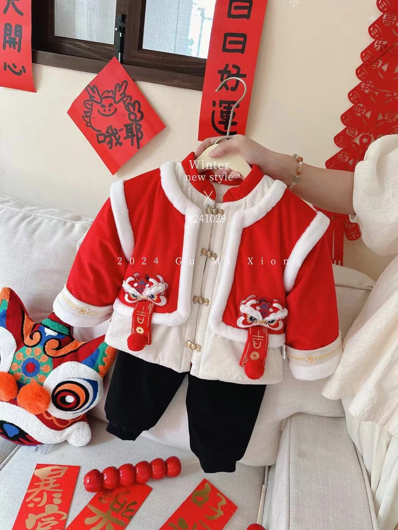 19号爬服 谷米熊大红色龙年大吉套装 241029