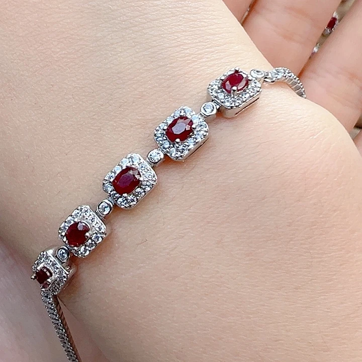 红宝石手链银S925镶嵌