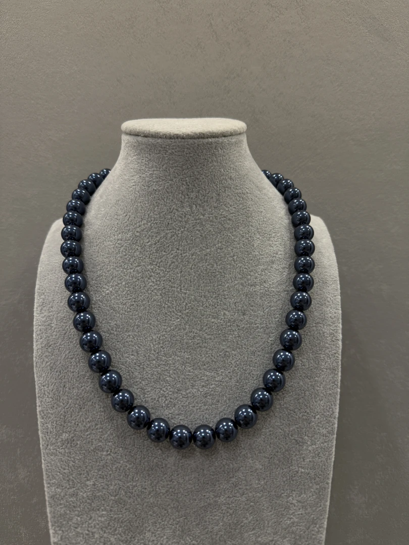 铜合金仿珍珠项链 33【宝蓝】5-10毫米全珠大气稳重 男女款气质项链