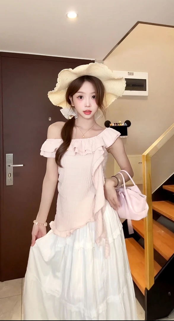 【小yu❤️专属】法式荷叶边针织衫女夏季新款不规则设计感修身上衣