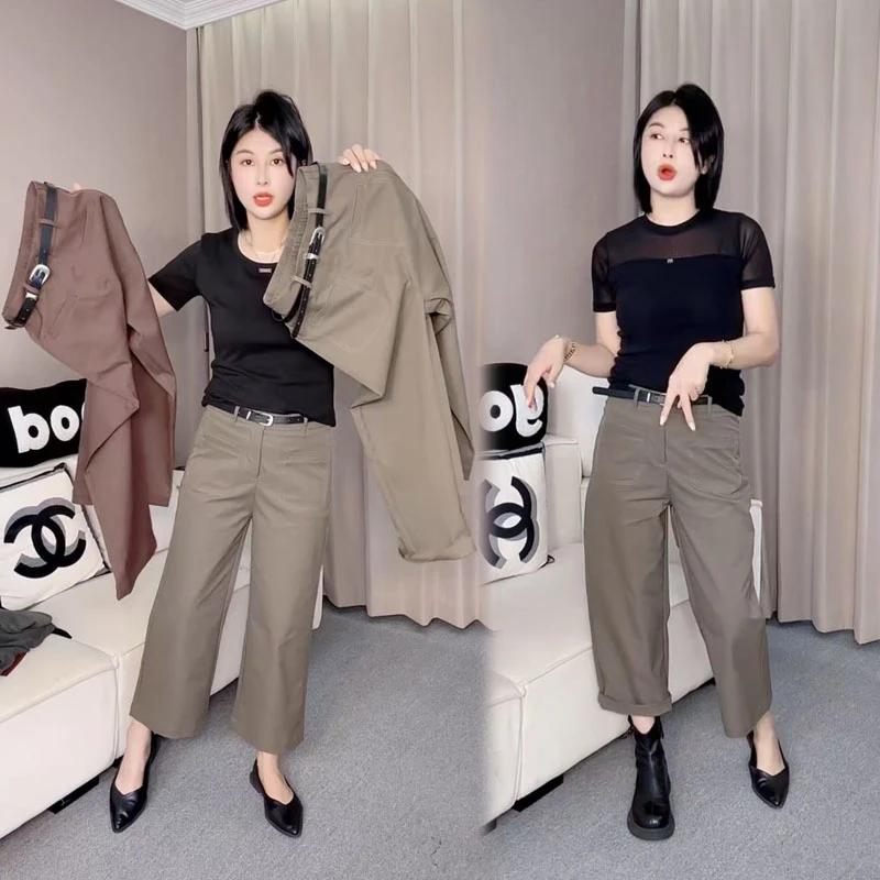 小个子九分法棍裤女早秋新款直筒裤高腰休闲阔腿裤时尚显瘦西装裤