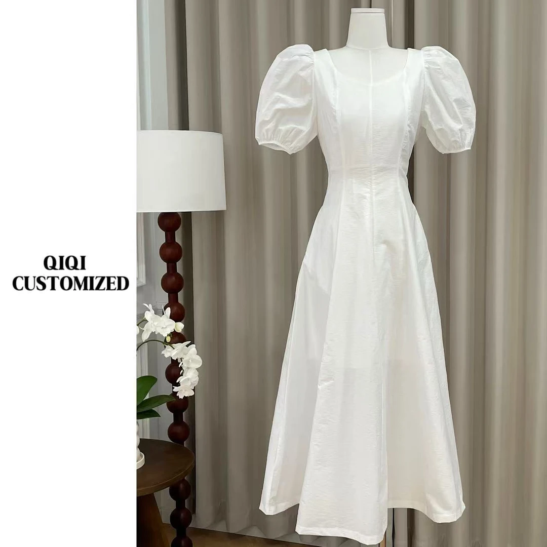 【戚戚高级定制】夏季女韩国原单泡泡袖显瘦连衣裙#4563