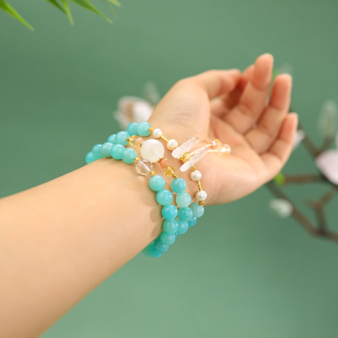 风雪初晴 天河石手串 手工汉服百搭时尚仙气简约日常女款蓝色配饰