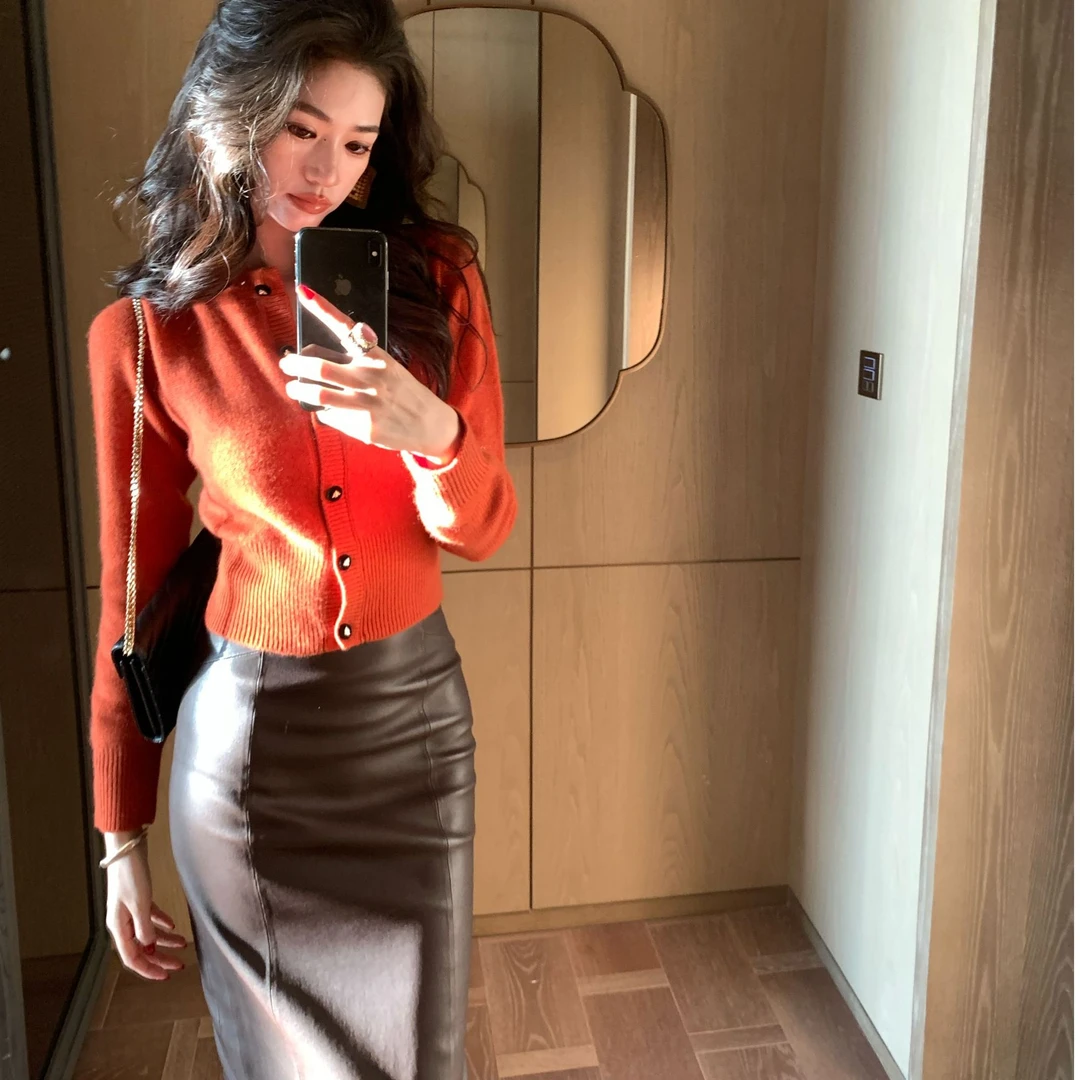 金南一保暖磨毛毛针织衫气质秋冬修身羊绒开衫02311007