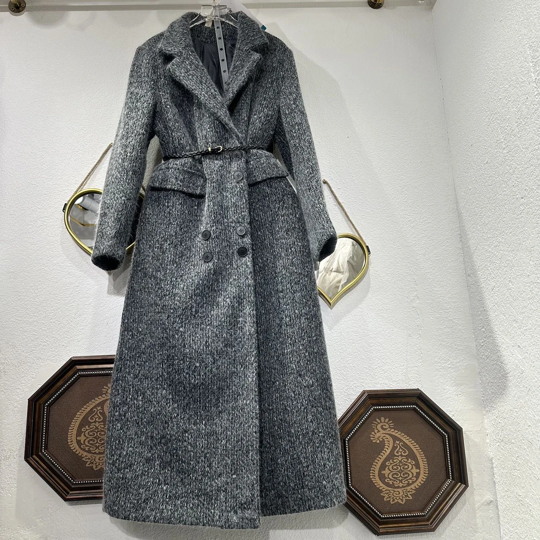 149韩系长款百搭加厚内胆大衣毛呢外套