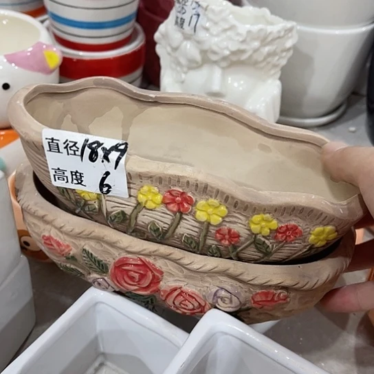 多肉绿植陶瓷花盆9.9包邮，有孔