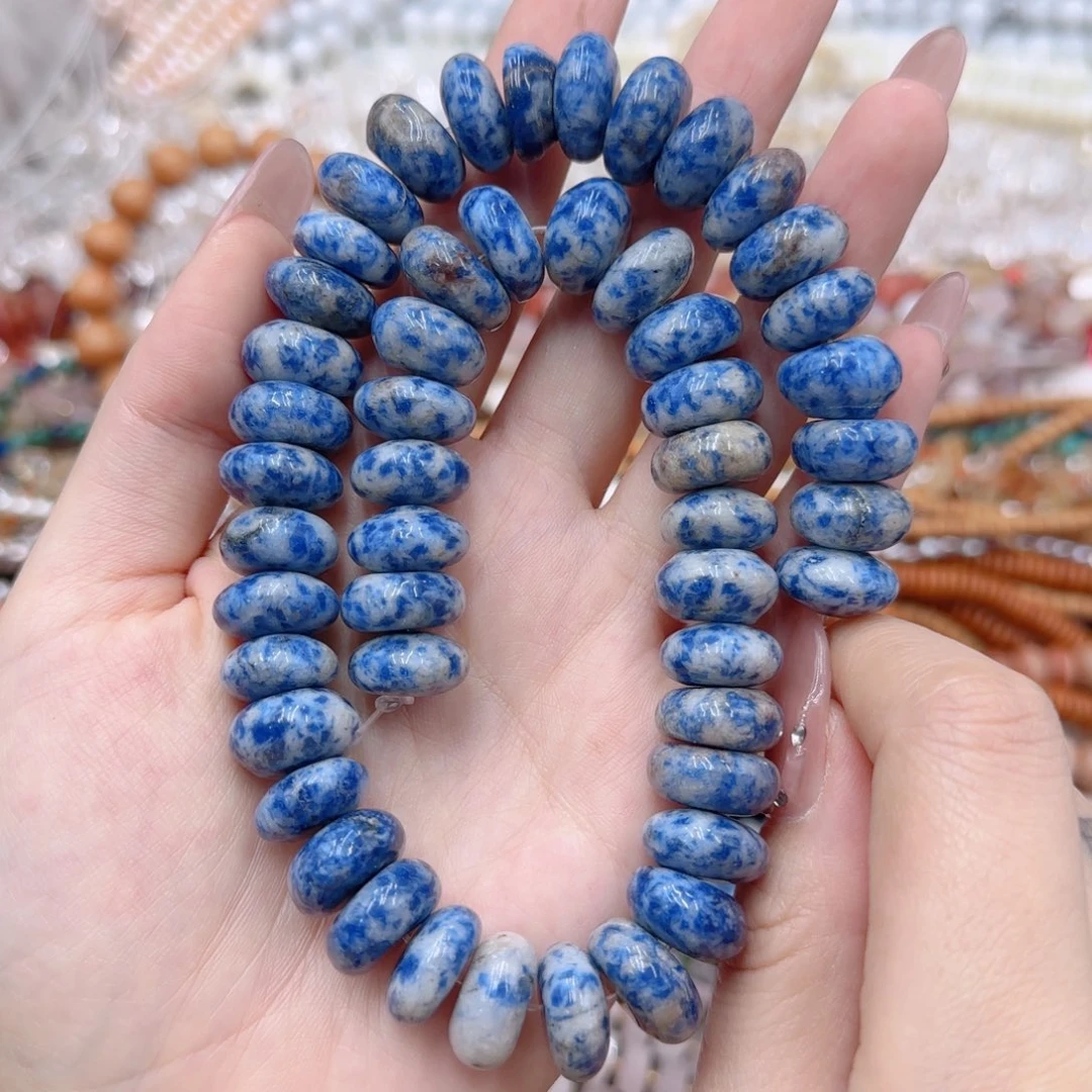 玛瑙/玉髓未镶嵌珠宝半成品蓝纹青花瓷算盘一条卡15