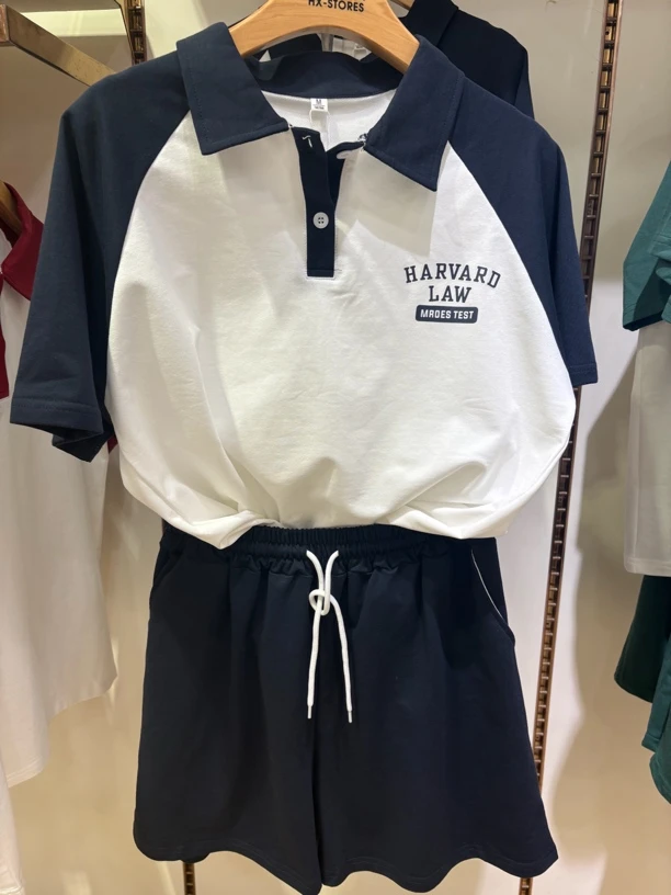 韩版初中高中生运动休闲短袖套装百搭时尚