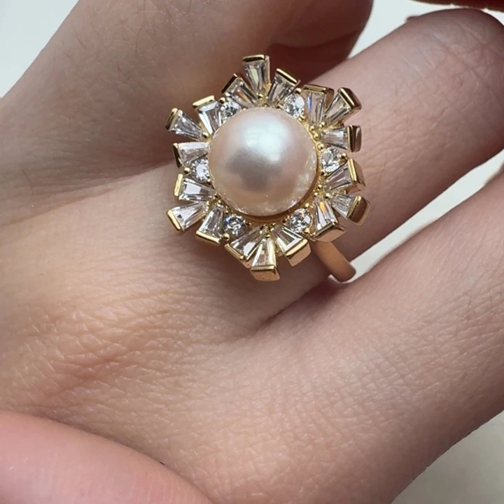 海水珍珠戒指银S925镶嵌