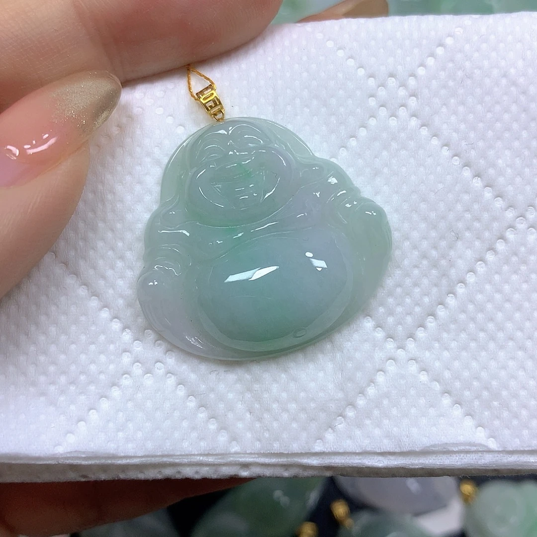 翡翠18K金镶嵌颈饰挂件