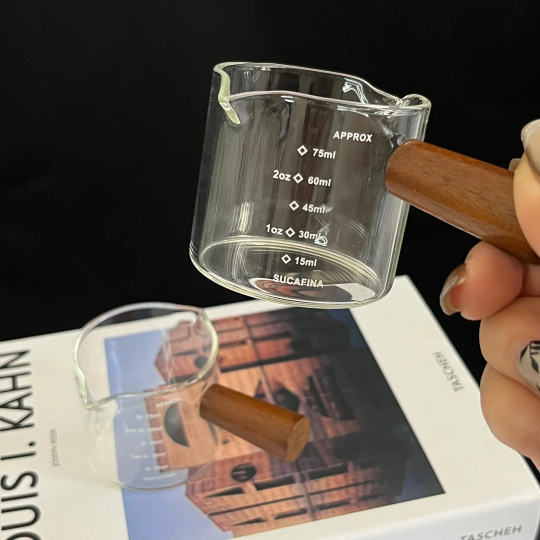 浓缩奶盅透明简约纯色咖啡器刻度款分量杯简约风咖啡杯耐热水杯