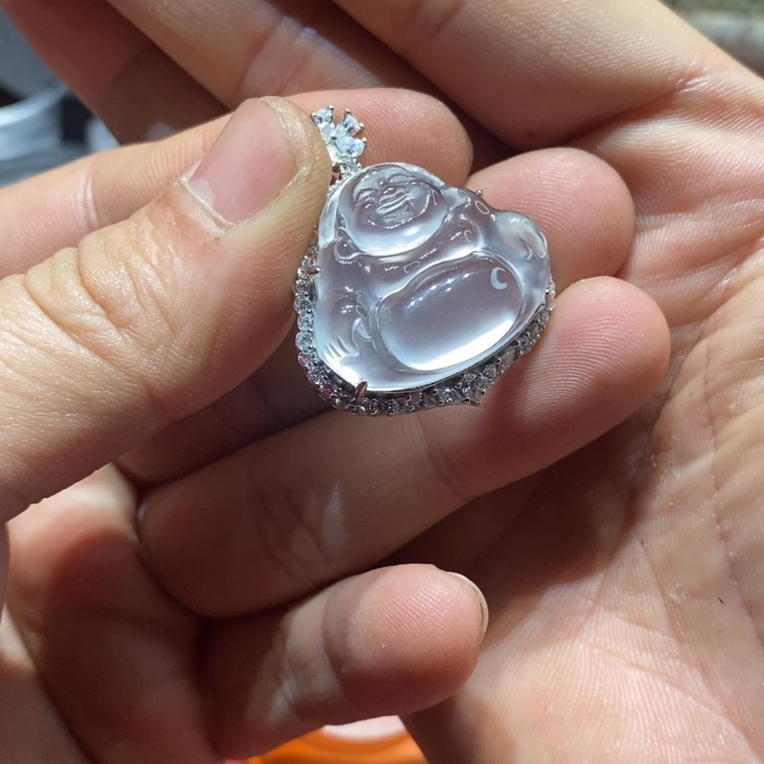 石英质玉颈饰银S925镶嵌冰**-