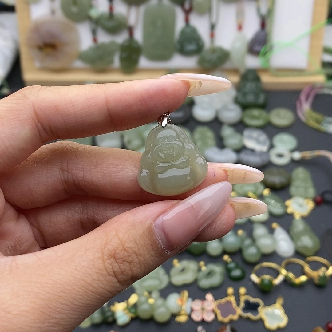 和田玉吊坠(不含链)银S925镶嵌