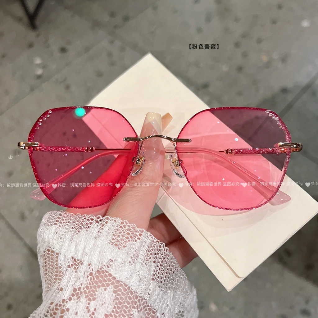 纯欲星闪系列无框眼镜女款气质网红时尚韩版ins多边形定制度数802