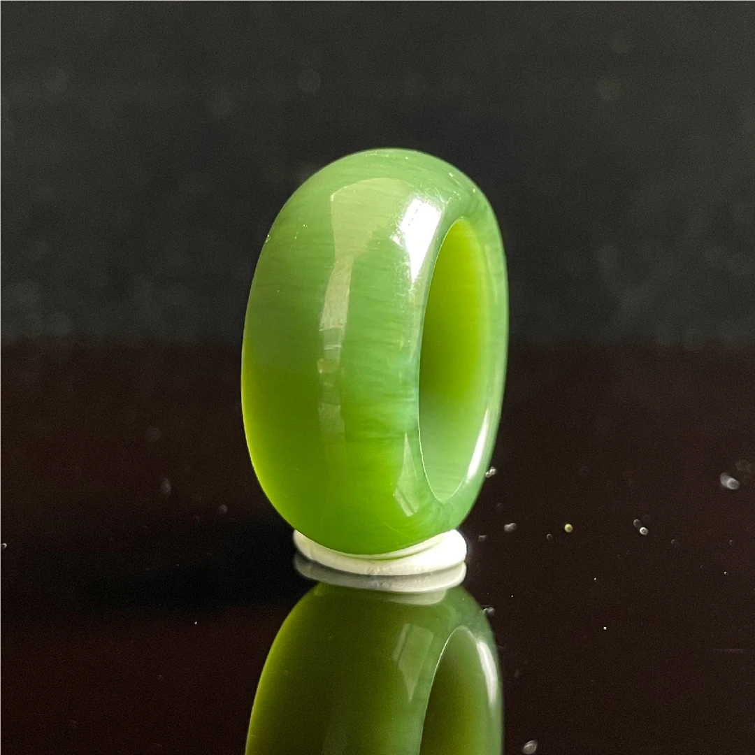和田玉碧玉宽版扳指戒圈指环内径20.03mm