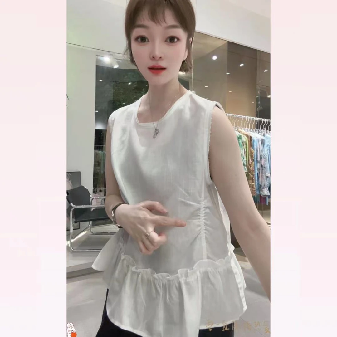 春苗女装    亚麻娃娃款上衣     夏季休闲时尚圆领舒适