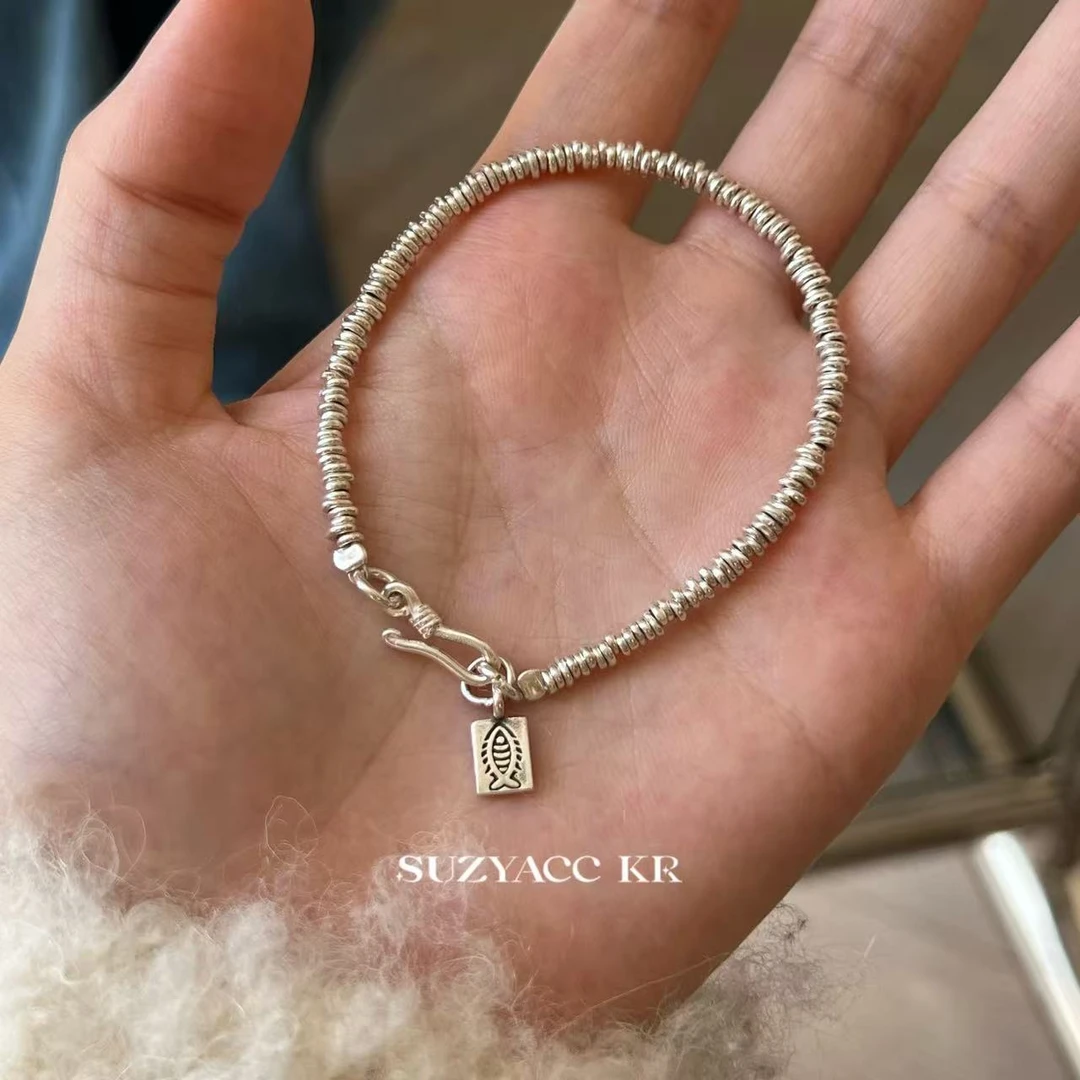 Suzyacc Kr 足银手链 做旧手工999银手链盘缠手串气质时尚C2208