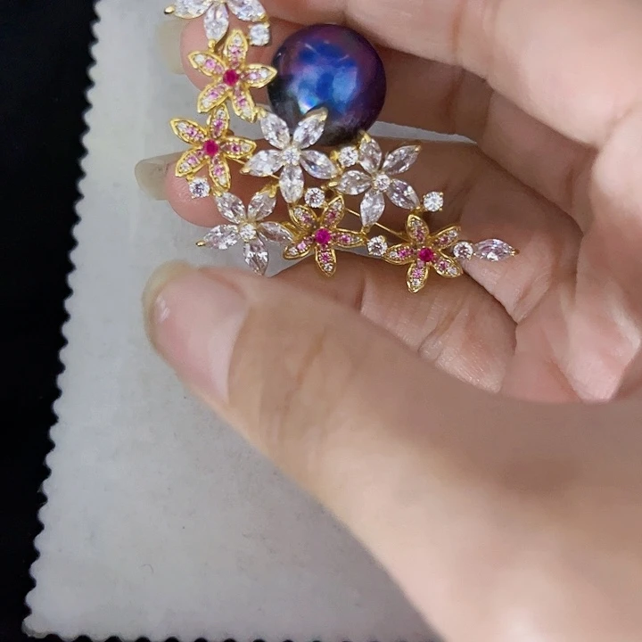 淡水珍珠耳饰银S925镶嵌