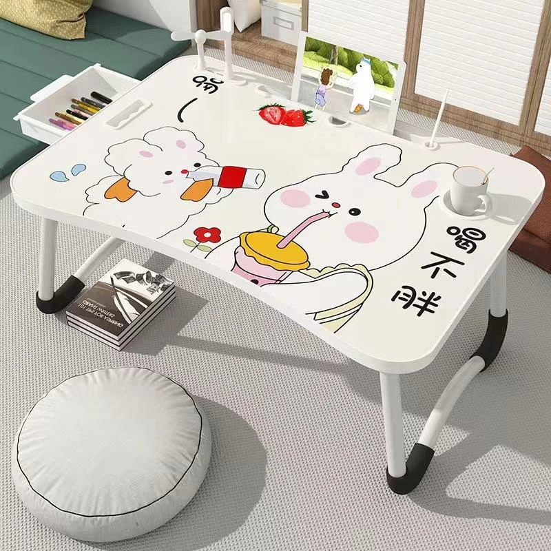 圆桌不锈钢摆摊折叠床上小桌子懒人寝室笔记本飘窗放宿舍用写作业